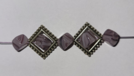 CZV01  12 x Tsjechische Glaskraal Vierkant 6 mm Gemêleerd paars