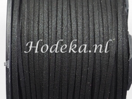 BSV51 1 meter imitatie Suede Veter Zwart 3mm