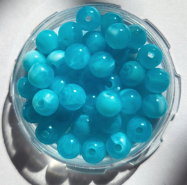 *ACP06/23   20 x acryl kraal rond 6mm Gemêleerd Licht Blauw
