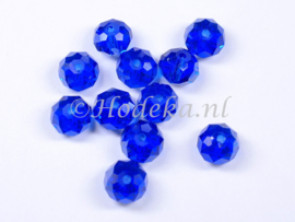 FCT08/23  10 x Facet geslepen glaskraal Donker Blauw 6x8mm