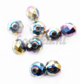 FCT08/10   10 x Facet geslepen glaskraal rainbow 6x8mm