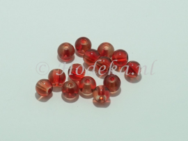 GLR83  14 x glaskraal Rood/Bruin gemêleerd 8mm