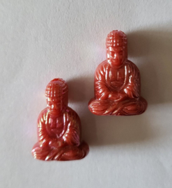 *ACK02  2 x Acrylkraal Buddha Rood 20 x 14 mm