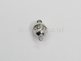 *BMS37   1 x Magneetsluiting Glad Rond met strass rand 19x12mm