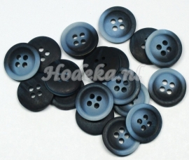 KNO41a  5 x Donker en Licht Blauwe knoop ca. 15 x 2 mm