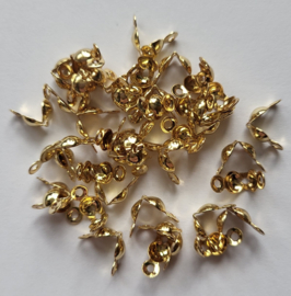 *BVK32  16 x RVS Kalotje 8 x 4 mm  Goud *Nieuw*