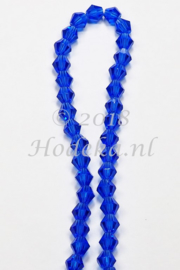 FCB06/08   1 x streng Bicone Glaskralen facet geslepen 6mm Donker Blauw 