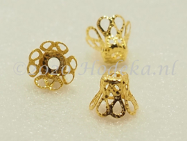*BKK58  10 x  Flexibel Metaal kralenkapje/eindkap Goud kleur ca.7x9mm