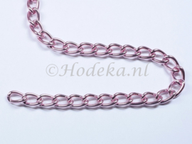 KBH19  10 cm ketting Roze ca. 9.5 x 6.5 mm