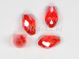 FCT12/07  8 x Facet glaskraal Druppel  Oranje 12 x 8 mm