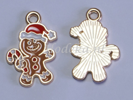 KBD47  1 x  Kerstbedel Gingerbread man 20 x 13 mm