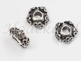 PDM35 1 x pandora style metalen kraal Rondel met bloemen 7mm