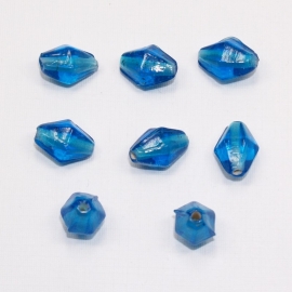 GKB09 20x Glaskraal Ruit Blauw ca. 13 x 9mm