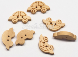 *KNO136 4 x Houten knoop Auto