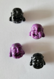 *ACK04  4 x Acrylkraal Buddha Zwart en paars 14 mm