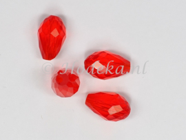 FCT12/16  8 x Facet glaskraal Oranje/Rood 12 x 8 mm