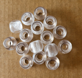 *GLP12   8 x Tsjechische Glaskraal Rondel Transparant 9 x 12 mm