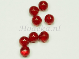 ACP08/16   10 x acryl kraal rond 8mm Cats eye Donker Rood