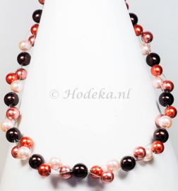 HPK06 Hals ketting pakket Parel Bruin