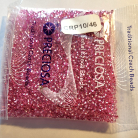 CRP10/46a  50 gram Preciosa Rocailles 10/0 Roze Silverlined