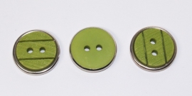 KNO06a  5 x Groene knoop met metalen rand ca. 18 mm