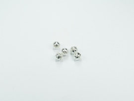 *MTL13   12 x  Metalen kraal Rond filigraan  8mm Zilver 