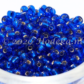 CRP06/65a  50 gram Preciosa Rocailles 6/0  Blauw silverlined