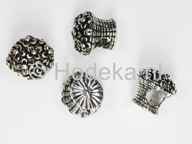 PDM17 1 x pandora style metalen kraal Mand met Bloemen