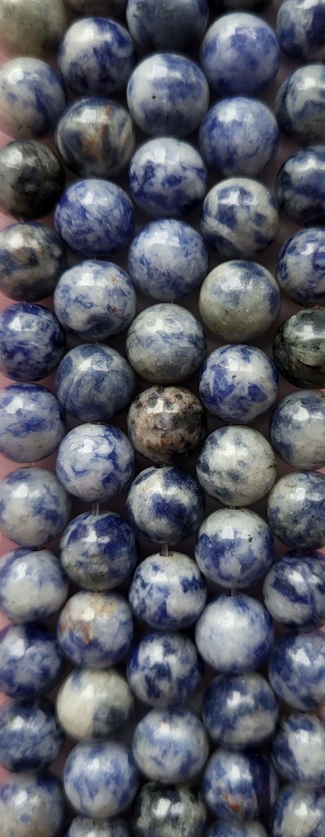 *NSR08/15a    1 natuurstenen streng *Blauwe vlek Jaspis* rond 8mm
