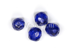 CZF29  5x Tsjechische Glaskraal Facet geslepen Rond 10mm Blauw