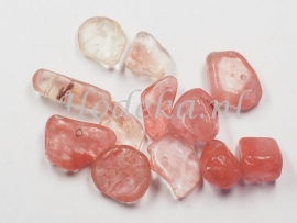 NSG06 12 x Natuursteen Kraal Roze Mix Cherry Opaal