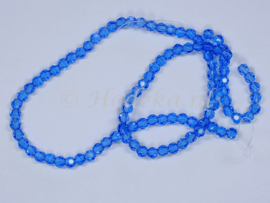 FCR04/07  1 streng met 4mm facet glaskralen Blauw 4mm