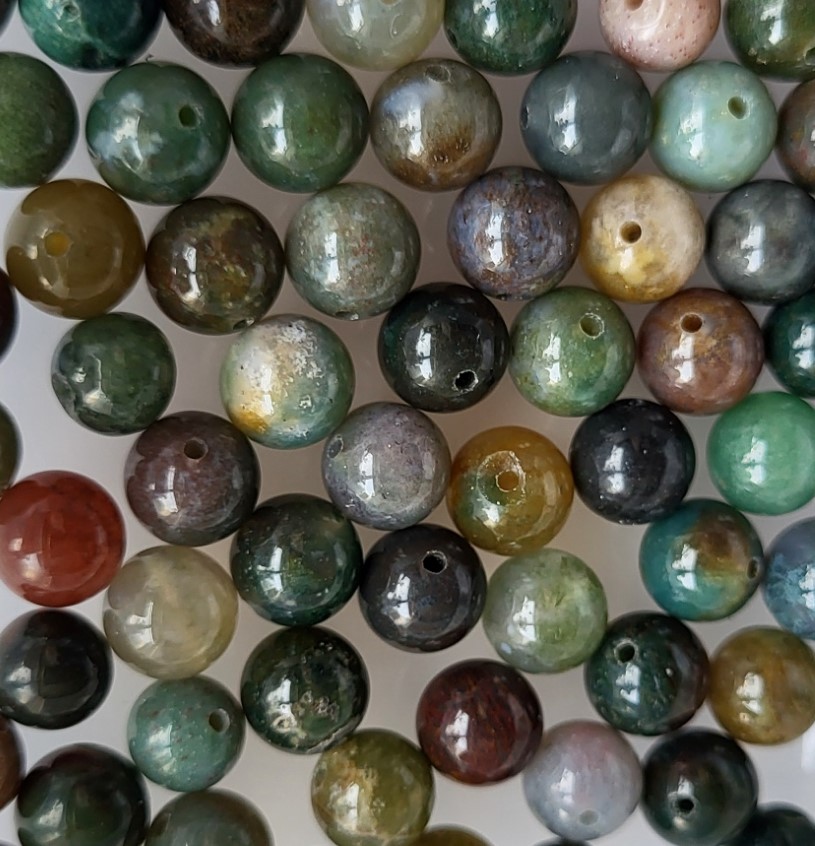 *NSR08/12a    1 natuurstenen streng *India Agaat* rond 8mm
