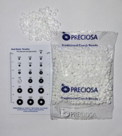 *Opruiming van de CRP05/01a  50 gram Preciosa Rocailles 07/0 Wit Glans