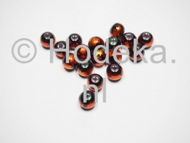 GLR41 8 x glaskraal rond Oranje / Zwart  10mm