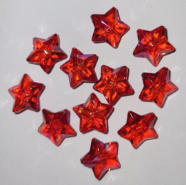 *AKS02  4 x Acrylkraal *Ster* Rood half parelmoer