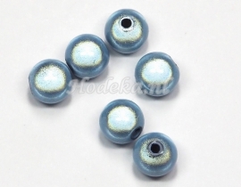 MIR10/05  8 X miracle beads Grijs/Blauw ca. 10mm