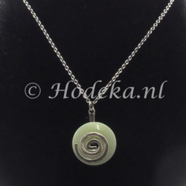 KGD05 ketting met stenen Schijf Glow in the dark Groen