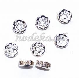 MTS01  4 x Metalen kraal  met strass Transparant 8 x 3.5mm