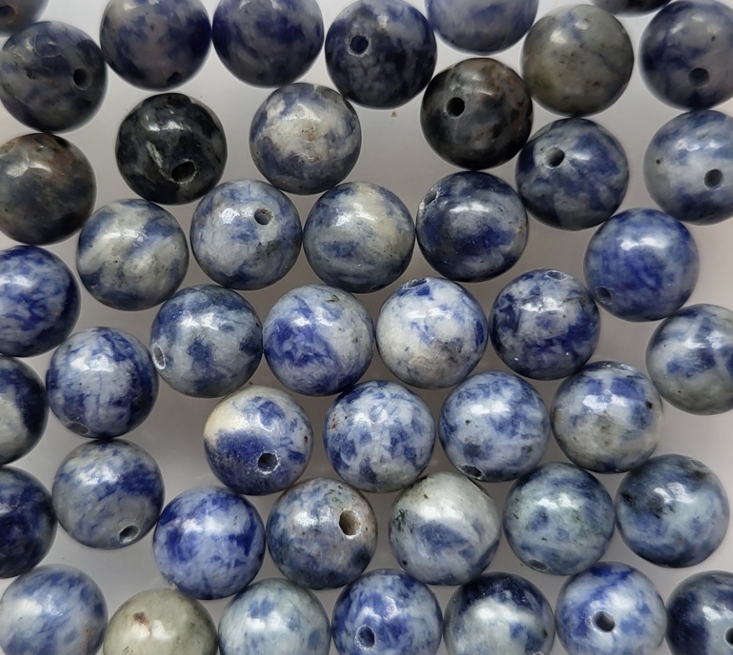 *NSR08/15    5 x natuurstenen kraal *Blauwe vlek Jaspis Brazilië* rond 8mm