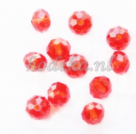 FCT08/11  10 x Facet geslepen glaskraal Rood 6x8mm