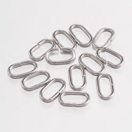 BHR03  12 x ovale ringetjes 11x7mm  -sterk- Antiek Zilver 1+1 gratis