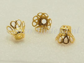 *BKK58  10 x  Flexibel Metaal kralenkapje/eindkap Goud kleur ca.7x9mm