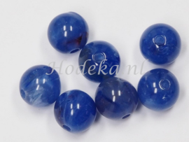 ACP10/35   10 x acryl kraal rond 10mm gemêleerd Donker blauw