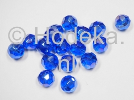 FCR10/08   8 x Facet geslepen glaskraal Rond Donker Blauw 10mm