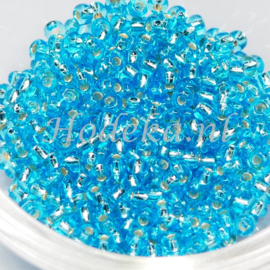 CRP08/62  12 gram Preciosa Rocailles 8/0 Licht Blauw Zilverenkern