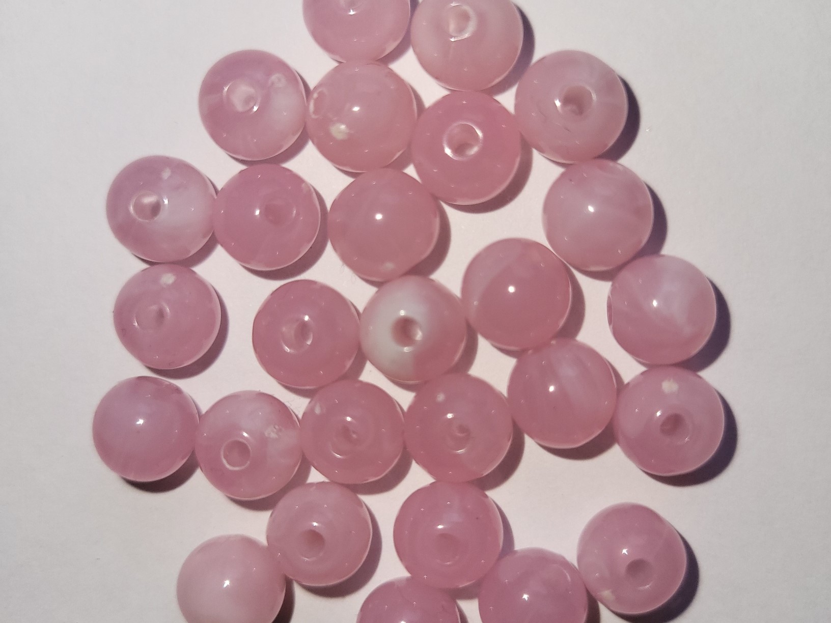 *ACP08/89   14 x acryl kraal rond 8mm Gemeleerd Oud Roze