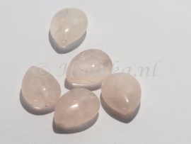 NSD12a  10 x Roze quartz Platte druppel ca. 16 x 12 mm