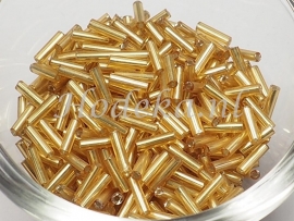 RST21 Rocailles staafjes Warm goud ca 7mm 12 gram