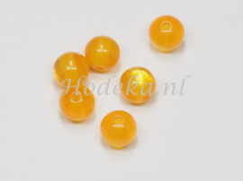 ACP08/32   10 x acryl kraal rond 8mm Cats eye Oranje